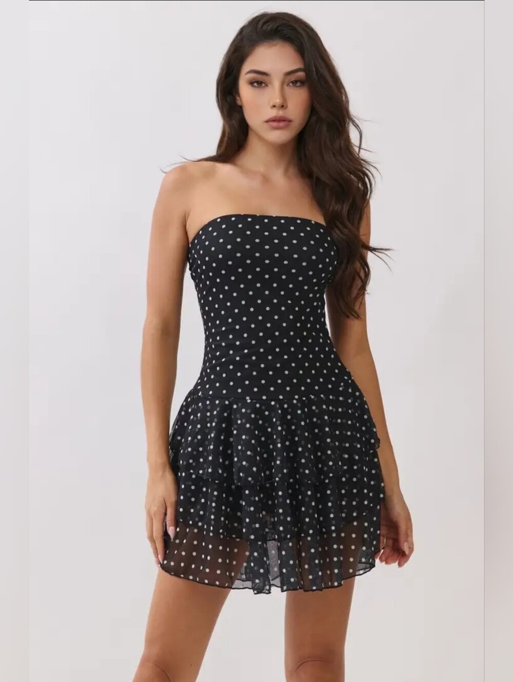 Heart & Hips Black Polka Dot Strapless Mini Dress